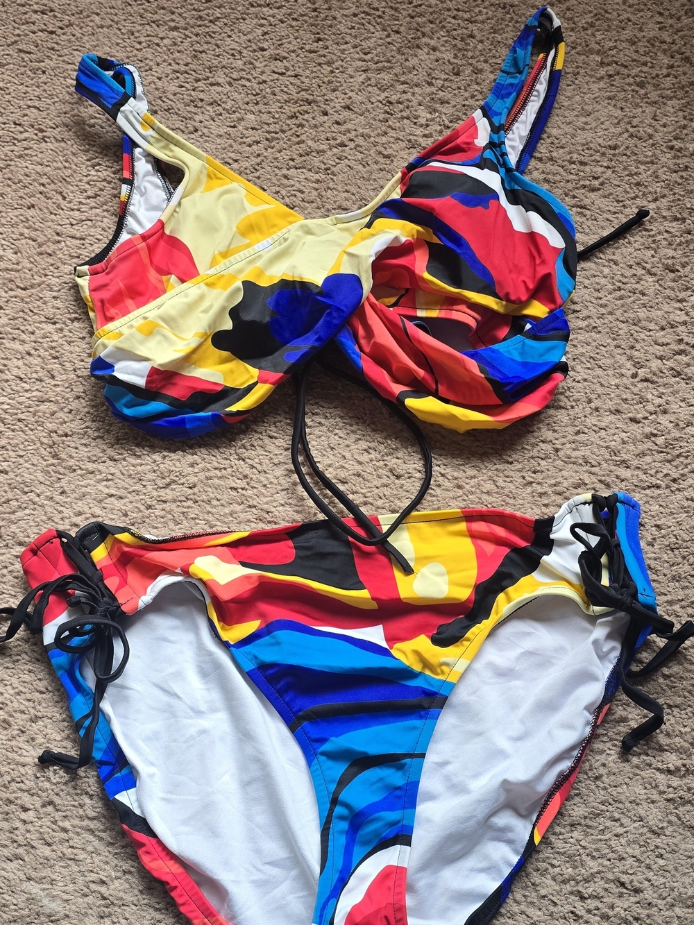 Girls' Multicolor Abstract Print Two-Piece Swim Set